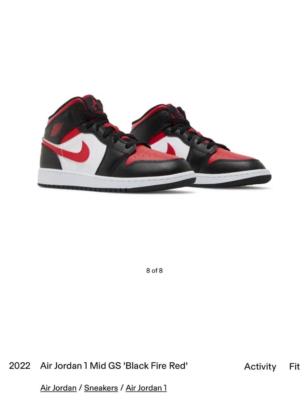 Air Jordan 1 Mid GS - Black Fire Red